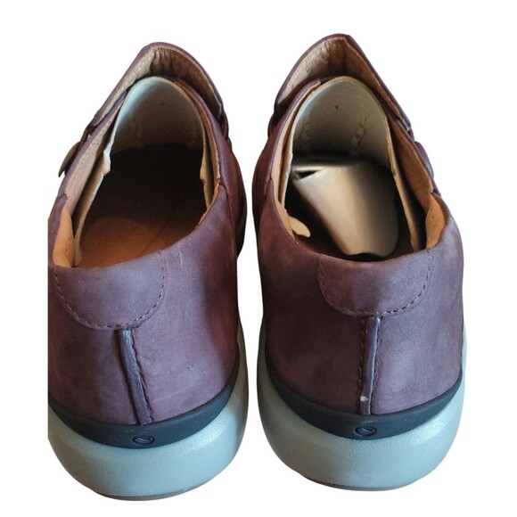 Clarks Un Loop 2 Walk Aubergine Leather Shoes Slip On 11 W - Picture 3 of 6